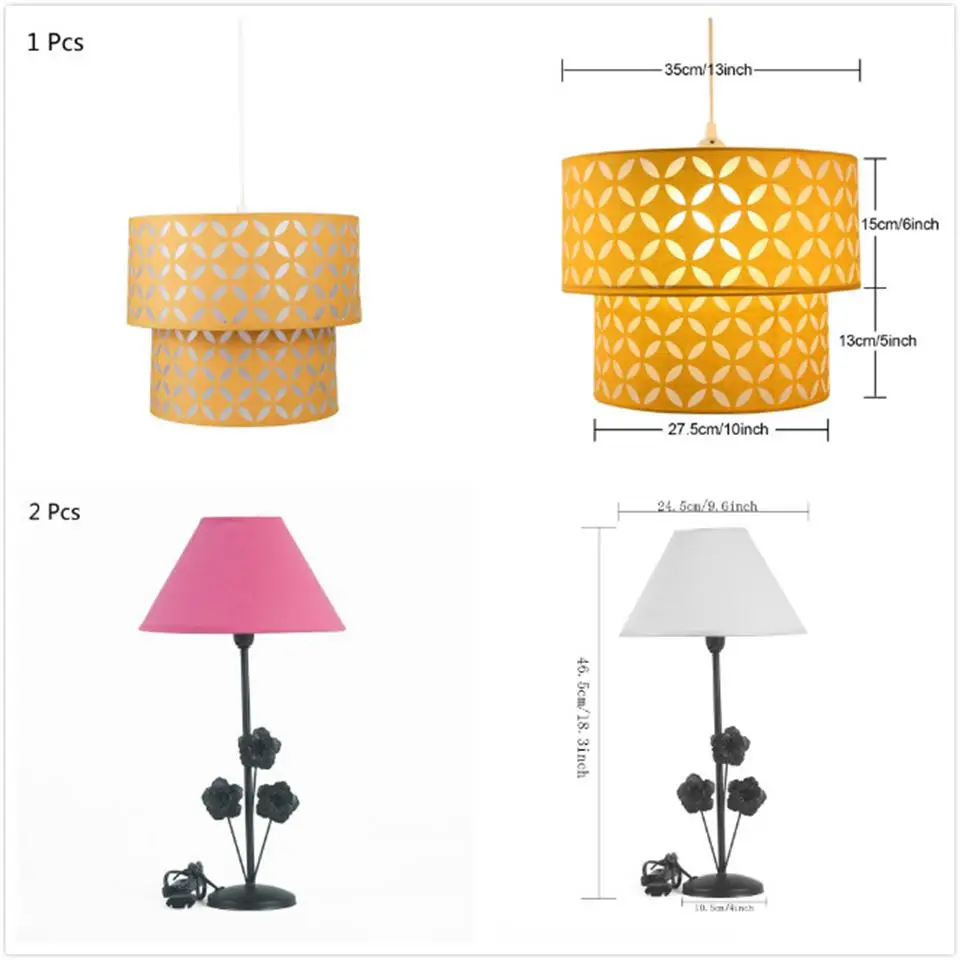 2 шт. розовых настольных ламп с E14 и 1 желтых педантных светильников базой E27 лучший