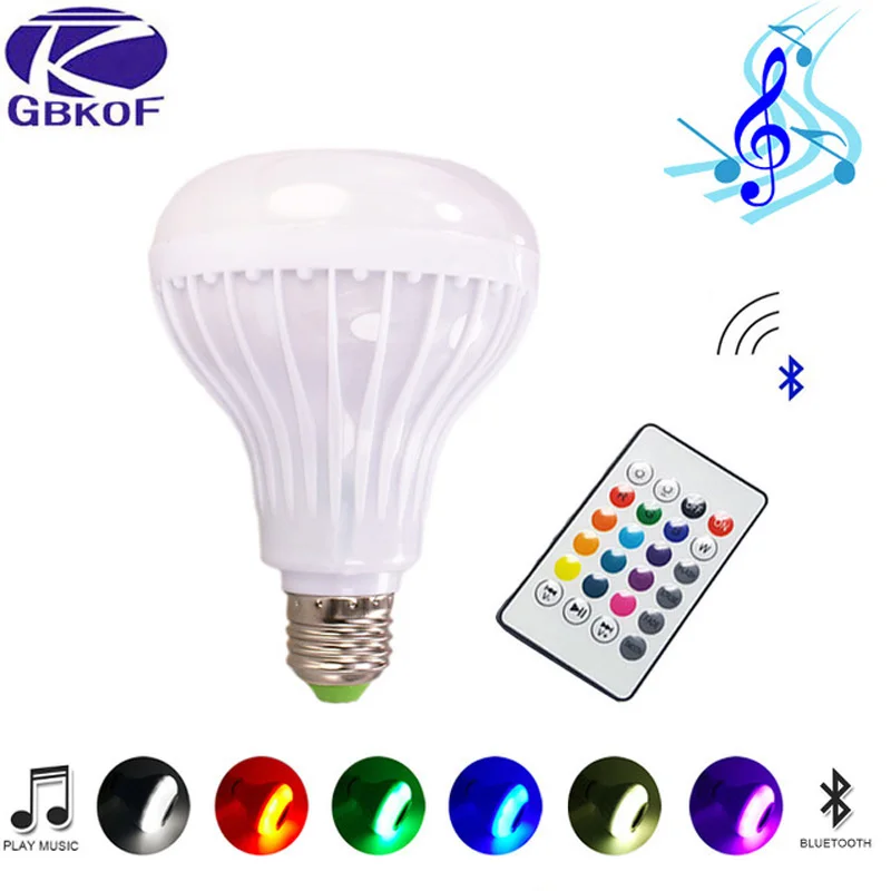 

Умная Bluetooth-Колонка E27 RGB, светодиодная лампа 12 Вт, музыкальная проигрыватель, регулируемая яркость, беспроводная Светодиодная лампа с 24 кноп...