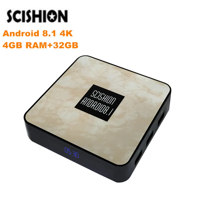 ТВ приставка SCISHION Rockchip 3328 Android 8 1 4 Гб ОЗУ + 32 ПЗУ медиаплеер 2 4G WiFi 100M BT4.0 4K смарт RX4B Pk