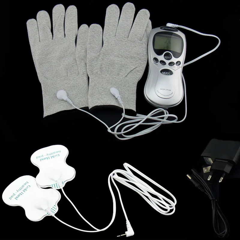 Фото Электронные массажные волшебные перчатки фитнес массажер для шеи спины десятки