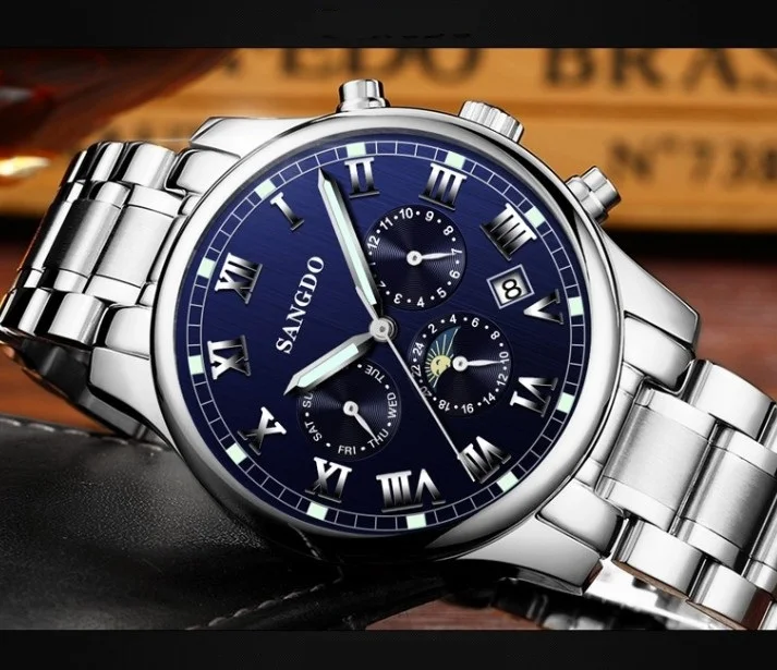 42mm Sangdo Business watch Automatic Self-Wind movement Sapphire Crystal Mechanical multifunction Men's watch 053SD
42mm Sangdo Business watch Automatic Self-Wind movement Sapphire Crystal Mechanical multifunction Men's watch 053SD