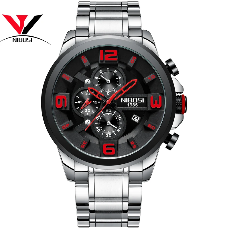 NIBOSI мужские часы Reloj Hombre 2019 s лучший бренд класса люкс кварцевые с большим