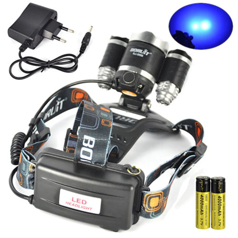 Boruit 3x XM-L T6+2R2 Blue LED Headlamp 6000LM Head Light Torch+2X18650+Charger Camping Portable Light Hiking Fishing Cycling
Boruit 3x XM-L T6+2R2 Blue LED Headlamp 6000LM Head Light Torch+2X18650+Charger Camping Portable Light Hiking Fishing Cycling