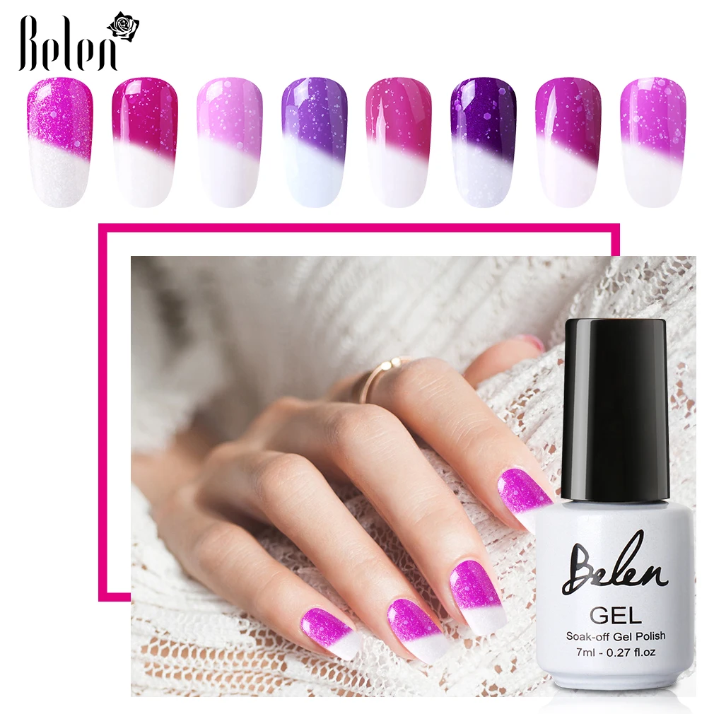 Belen 7 мл Gelpolish Снежный термальность Хамелеон Температура Изменение UV светодио