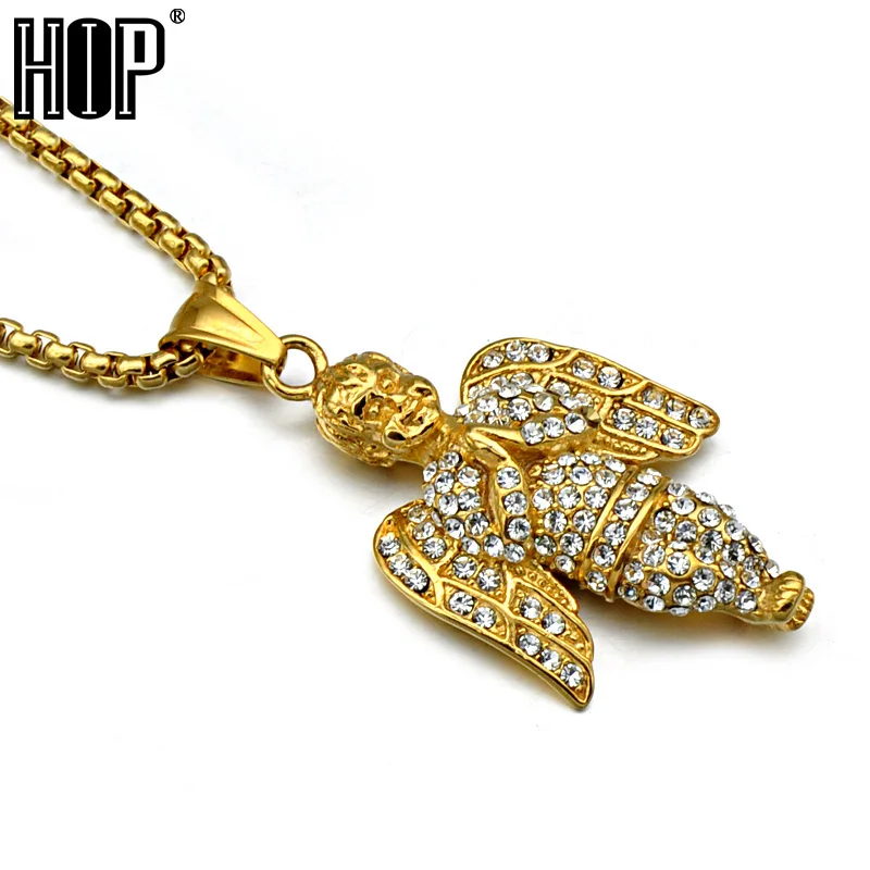 Хип-хоп Золото Цвет Нержавеющая сталь Iced Out микро проложить Полный горный