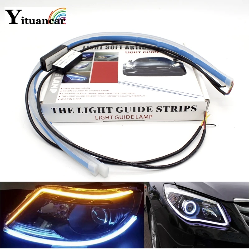 Yituancar 2Pcs/Set 30/45/60CM LED Daytime Running Light Yellow Flowing Turn Signal Soft Article Guide Strip Styling Car Day Lamp
Yituancar 2Pcs/Set 30/45/60CM LED Daytime Running Light Yellow Flowing Turn Signal Soft Article Guide Strip Styling Car Day Lamp