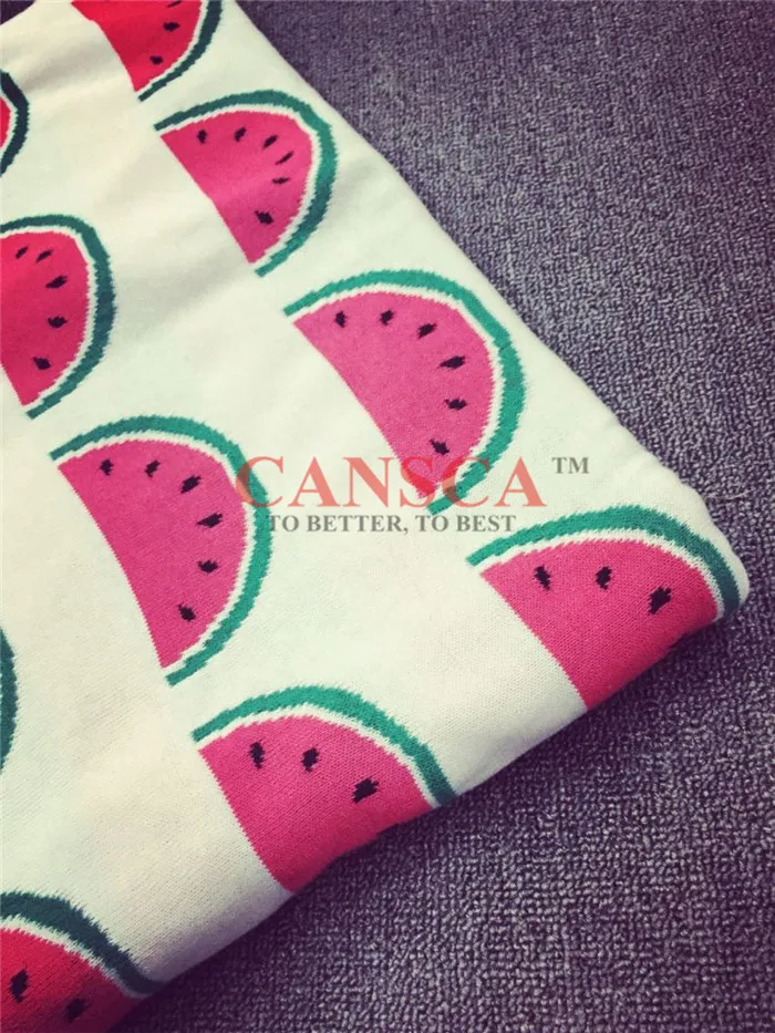 2015 New High Quality 100% Cotton Soft Beberr Knitted Couverture Baby Cute Watermelon Printing Design Blanket Free Shipping | Мать и