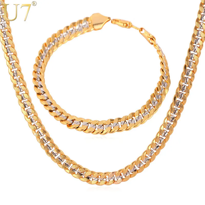 U7 Brand Necklace And Bracelet Set Two Tone Gold Color Hip Hop Cuban Link Chain Jewelry Set For Men Gift S566
U7 Brand Necklace And Bracelet Set Two Tone Gold Color Hip Hop Cuban Link Chain Jewelry Set For Men Gift S566