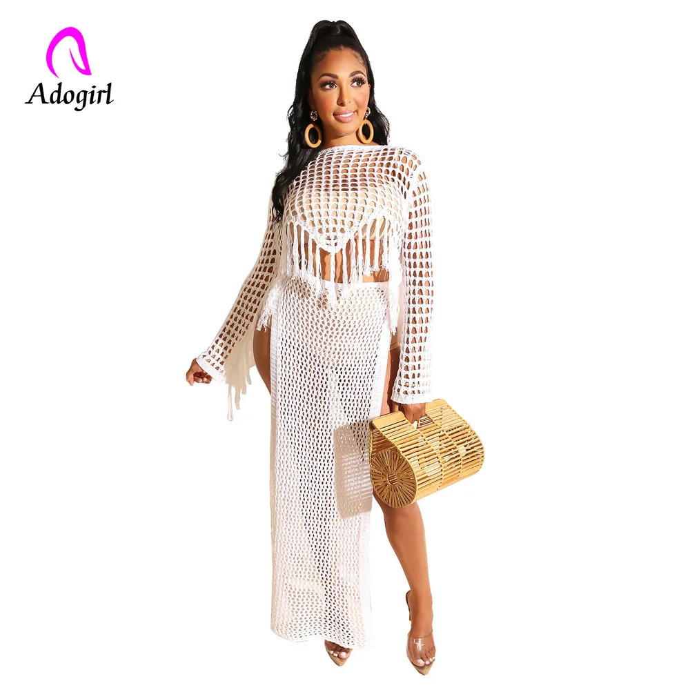 Adogirl Beach Covers Up Women 2 Piece Set Hand Crochet Fishnet Dress Suit Sexy Women Tassel Top + Beach Dress Bikini Covers Up
Adogirl Beach Covers Up Women 2 Piece Set Hand Crochet Fishnet Dress Suit Sexy Women Tassel Top + Beach Dress Bikini Covers Up