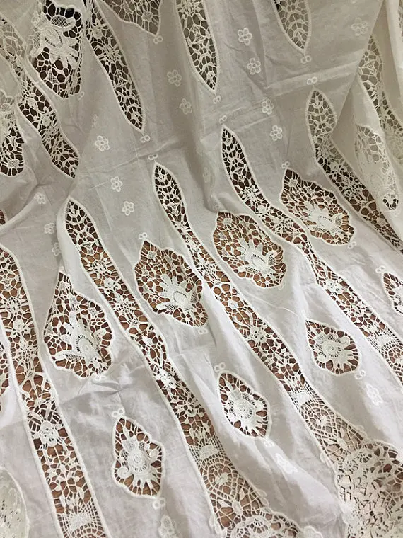 Кружевная ткань из чистого хлопка в винтажном стиле свадебное платье для
