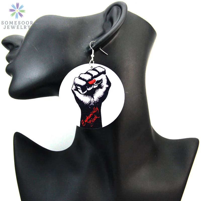 SOMESOOR Painted Women Fist African Wood Drop Earrings Euphorically Black Power Afrocentric Ethnic Pendant Jewelry Club Gifts
SOMESOOR Painted Women Fist African Wood Drop Earrings Euphorically Black Power Afrocentric Ethnic Pendant Jewelry Club Gifts