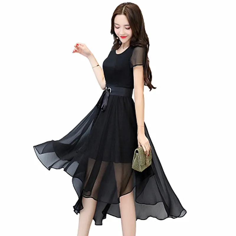 Fashion Chiffon 2019 Summer New Temperament Waist Slimming Dress Solid Color Slim Irregular Large Size Women's Clothing
Fashion Chiffon 2019 Summer New Temperament Waist Slimming Dress Solid Color Slim Irregular Large Size Women's Clothing