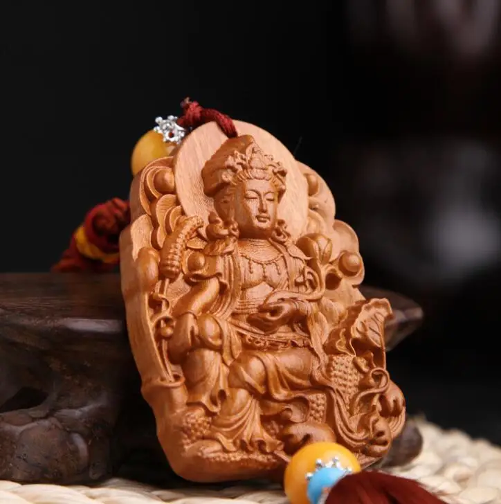 Chinese Peach Wood Carving Lotus Leaf Guan Yin Kwan-yin Bodhisattva Riding Dragon Exquisite Car Key Pendant Bag Pendant
Chinese Peach Wood Carving Lotus Leaf Guan Yin Kwan-yin Bodhisattva Riding Dragon Exquisite Car Key Pendant Bag Pendant