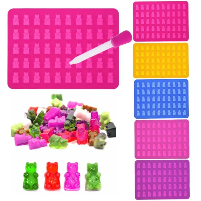 50 сетки Gummy медведя силиконовая шоколадная форма для леденцов тортов льда лоток