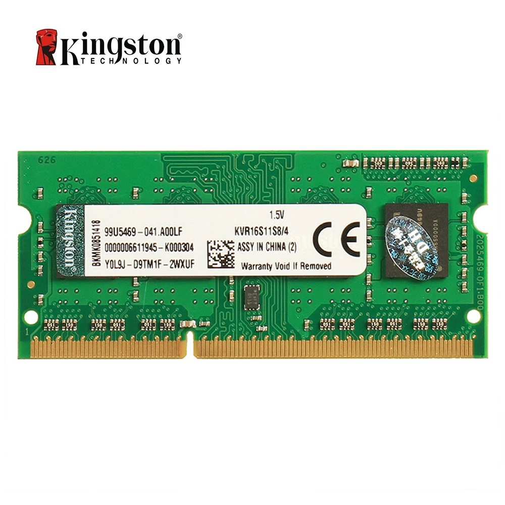 

Kingston ValueRAM 4GB 1600MHz PC3-12800 DDR3 Non-ECC CL11 SODIMM SR x8 Notebook Memory KVR16S11S8/4
