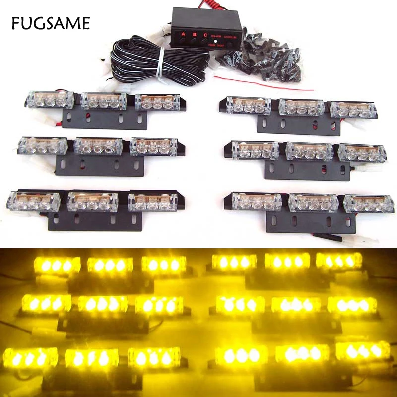 FUGSAME 54LED Warning Blinking Strobe Flash Lightbar Deck Dash Grille LED EMERGENCY STROBE LIGHTS 3Mode 12V red blue amber white
FUGSAME 54LED Warning Blinking Strobe Flash Lightbar Deck Dash Grille LED EMERGENCY STROBE LIGHTS 3Mode 12V red blue amber white