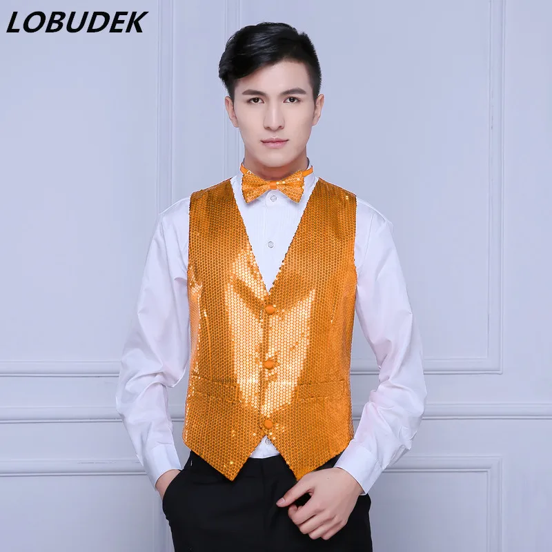 Male new sequins fabric fashion slim vest red yellow nightclub bar vest costumes singer dancer stage show costumes performance
Male new sequins fabric fashion slim vest red yellow nightclub bar vest costumes singer dancer stage show costumes performance