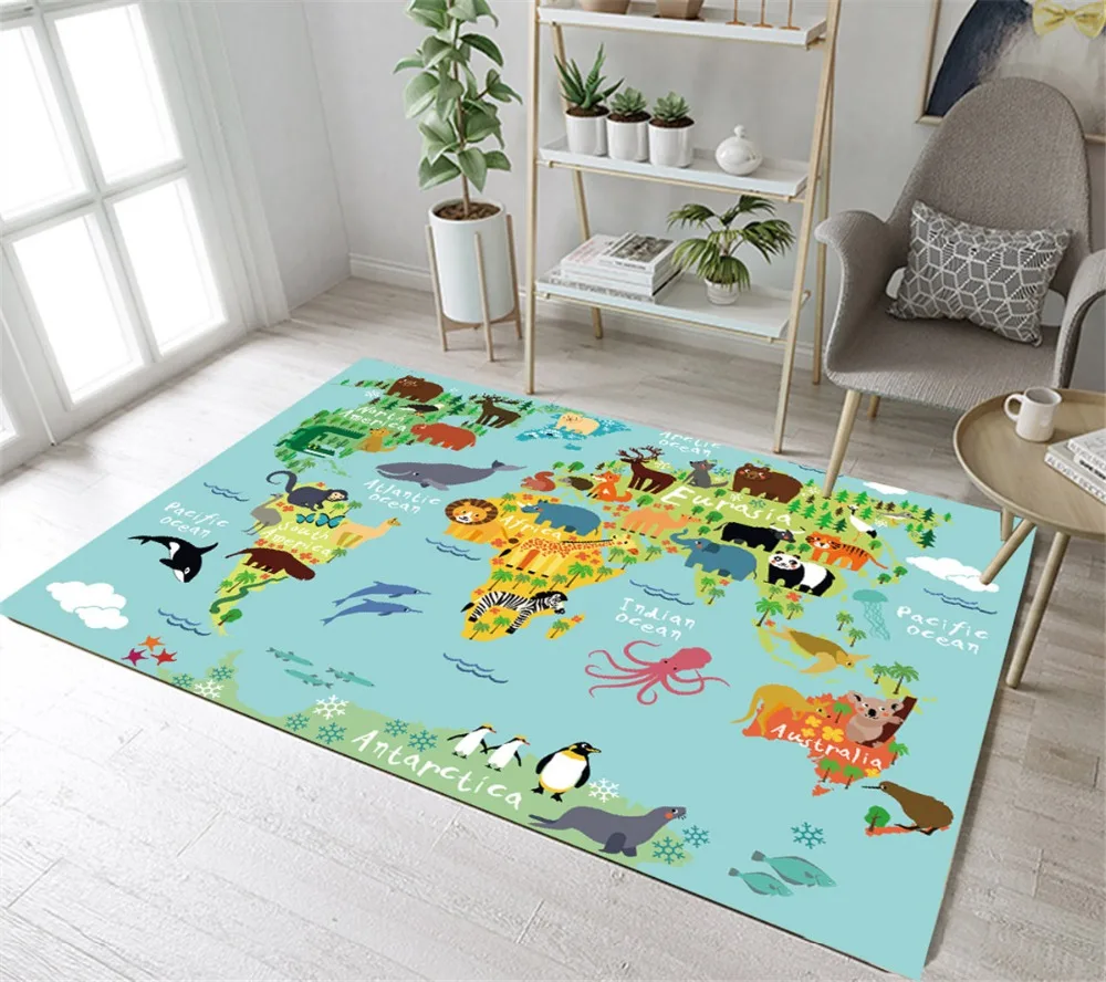 LB Cartoon Animals World Map Non-slip Area Rugs For Living Home Room Large In Carpet For Kids Bedroom Doormat Kitchen Cushion
LB Cartoon Animals World Map Non-slip Area Rugs For Living Home Room Large In Carpet For Kids Bedroom Doormat Kitchen Cushion