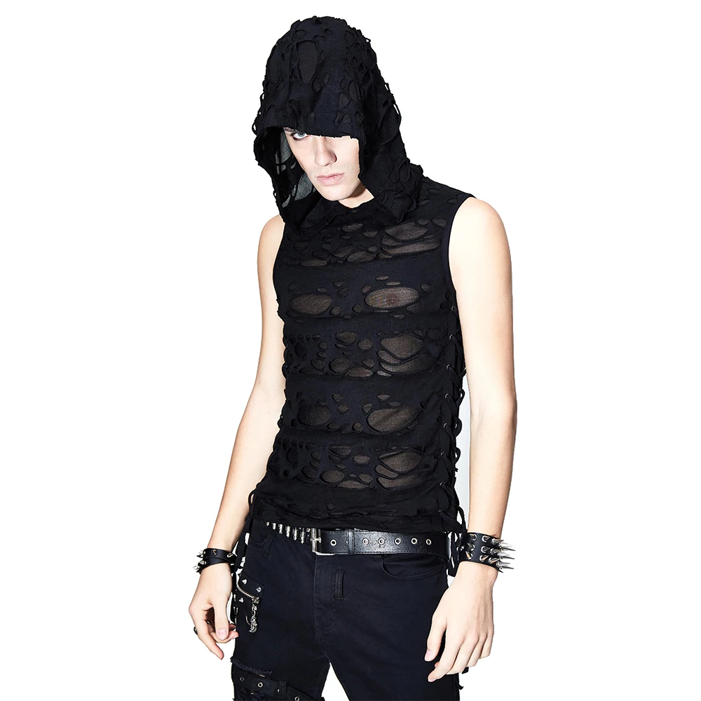 New Gothic Steampunk Mens Vests Hole See Through Straps Side Vest Black Sleeveless Summer Tops with Hat
New Gothic Steampunk Mens Vests Hole See Through Straps Side Vest Black Sleeveless Summer Tops with Hat