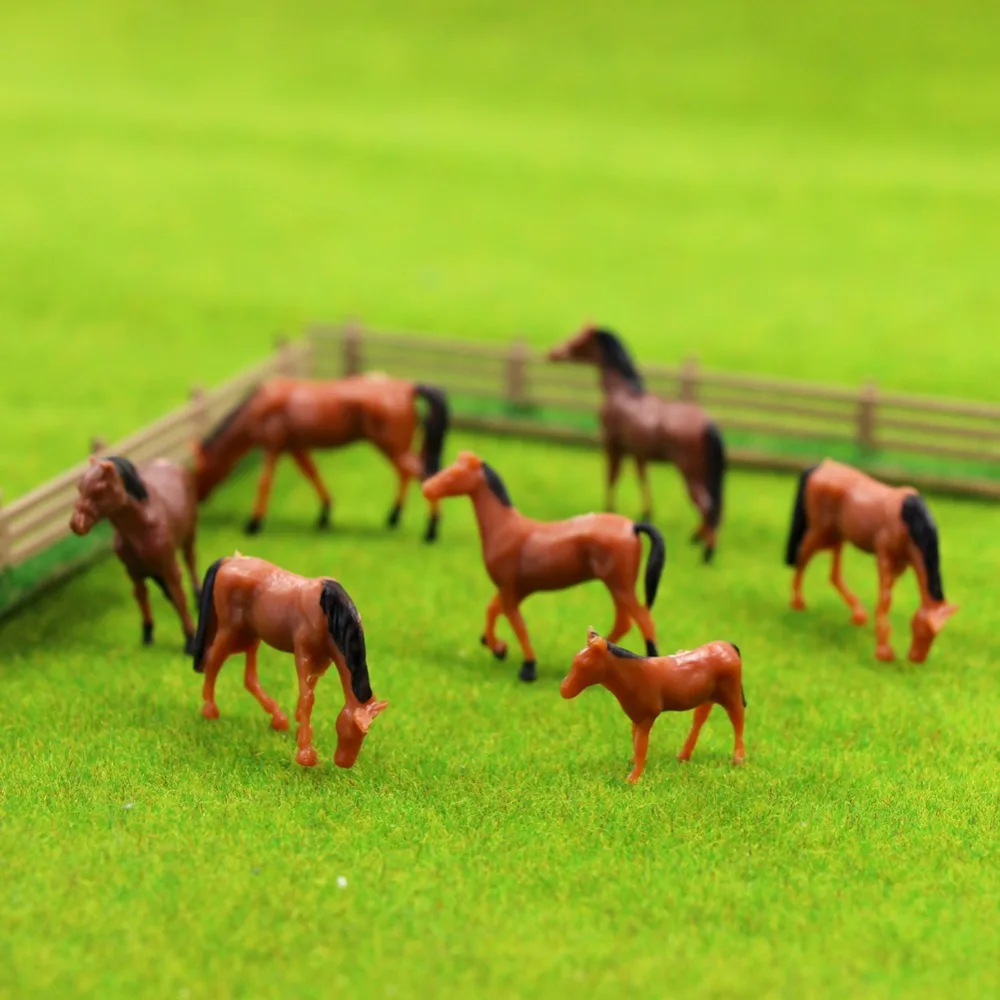 

AN8702 30 шт. 1:87 хорошо окрашенная искусственная коричневая лошадь, модель в масштабе HO, пейзаж, планировка животных на ферме