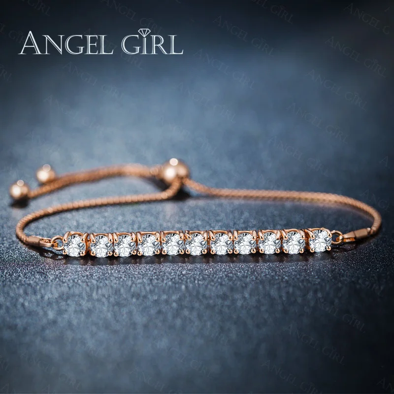 Женский браслет с розовым золотым ангелом для девушек сияющий AAA + кубический