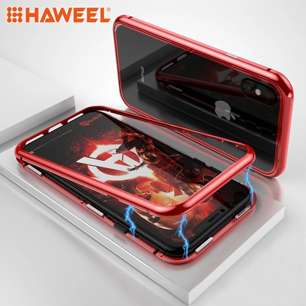HAWEEL Magnet Flip Case For iPhone X XS Slim Magnetic Adsorption Metal Frame Tempered Glass Case For iPhone 7 8&7plus 8 plus XS
HAWEEL Magnet Flip Case For iPhone X XS Slim Magnetic Adsorption Metal Frame Tempered Glass Case For iPhone 7 8&7plus 8 plus XS