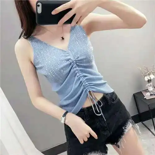 Fashionable Waistcoat Sleeveless Sequins Summer Tops Casual Crop Tops Suspender Tank Top Women Sequin Top Black White
Fashionable Waistcoat Sleeveless Sequins Summer Tops Casual Crop Tops Suspender Tank Top Women Sequin Top Black White