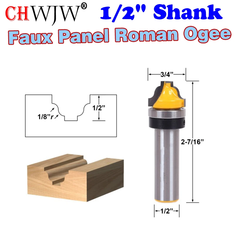 1PC 1/2" Shank Faux Panel Roman Ogee Router Bit door knife Woodworking cutter - C3 Carbide Tipped - ChWJW 14979
1PC 1/2" Shank Faux Panel Roman Ogee Router Bit door knife Woodworking cutter - C3 Carbide Tipped - ChWJW 14979