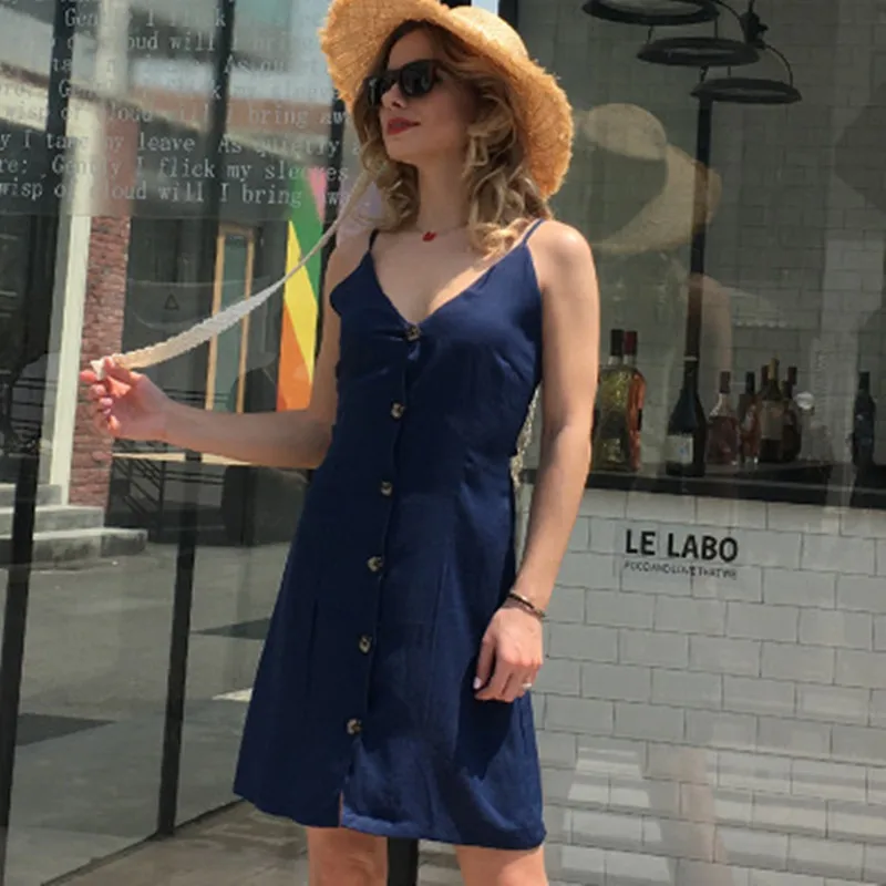Sexy V-neck Women Summer Dress High Waist Solid Color Beach Dress Casual Spaghetti Strap Mini Vestidos
Sexy V-neck Women Summer Dress High Waist Solid Color Beach Dress Casual Spaghetti Strap Mini Vestidos