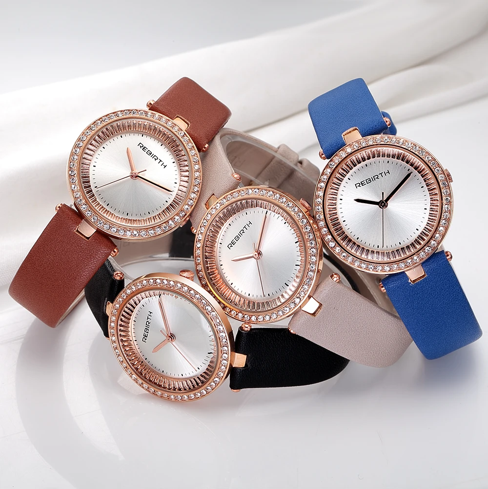 REBIRTH Ladies Fashion Quartz Watch Women Rhinestone Leather Casual Dress Women's Watch Rose Gold Crystal reloje mujer
REBIRTH Ladies Fashion Quartz Watch Women Rhinestone Leather Casual Dress Women's Watch Rose Gold Crystal reloje mujer