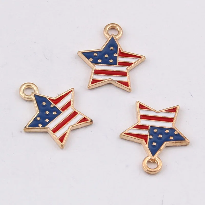 100pcs Enamel charm American flag pentagram Exquisite Alloy Pendants 16*15mm 1g Handmade Jewelry Making DIY Alloy accessories
100pcs Enamel charm American flag pentagram Exquisite Alloy Pendants 16*15mm 1g Handmade Jewelry Making DIY Alloy accessories