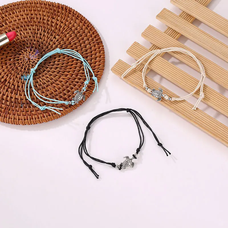 Vintage Black White Blue Thin Ropes Woven Chains Cute Vivid Sea Turtle Charm Boho Anklets For Women
Vintage Black White Blue Thin Ropes Woven Chains Cute Vivid Sea Turtle Charm Boho Anklets For Women