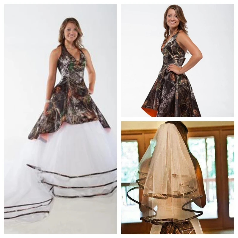2021 Halter Camo Wedding Dresses With Detachable Tulle Skirt Bridal Gowns Lace Up With Veil Custom Plus Size Camouflage
2021 Halter Camo Wedding Dresses With Detachable Tulle Skirt Bridal Gowns Lace Up With Veil Custom Plus Size Camouflage