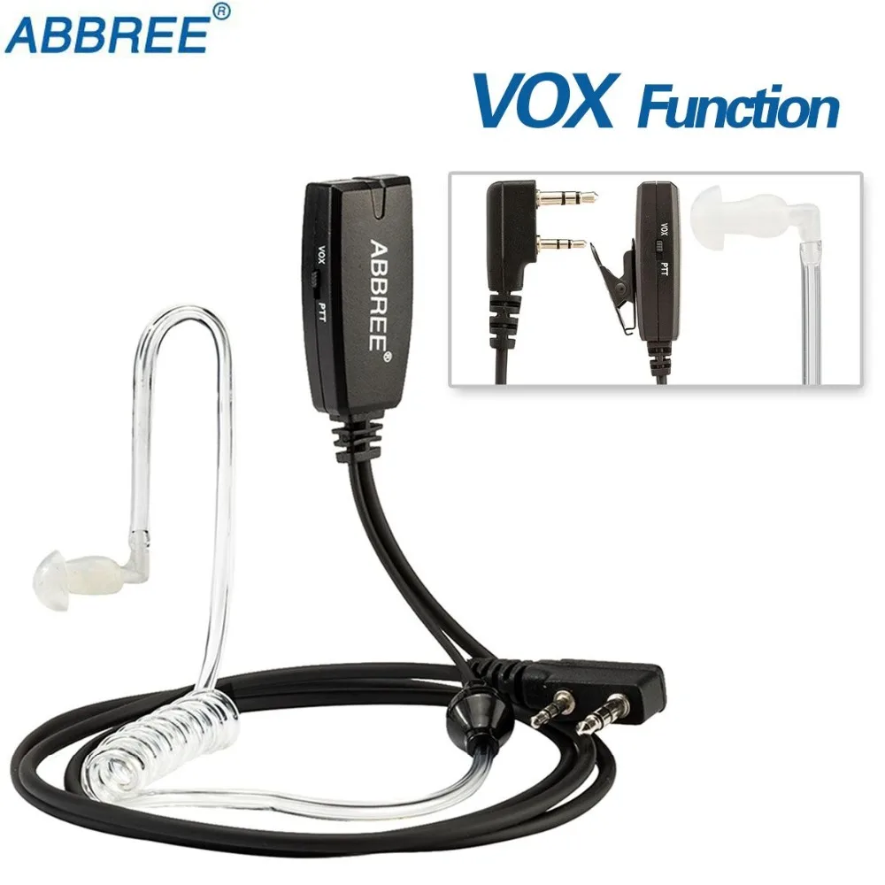 Abbree VOX 2 Pin воздуха Акустическая трубка Динамик гарнитуры для Kenwood радио Baofeng UV 5R 82 BF