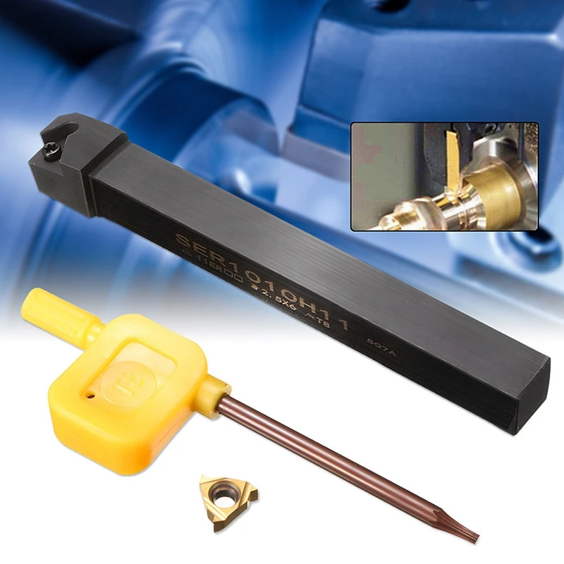 1Pc Ser1010H11 Lathe Turning Tool Holder Boring Bar + 1Pc 11Er Ag60 Carbide Insert Blade + 1Pc Wrench
1Pc Ser1010H11 Lathe Turning Tool Holder Boring Bar + 1Pc 11Er Ag60 Carbide Insert Blade + 1Pc Wrench
