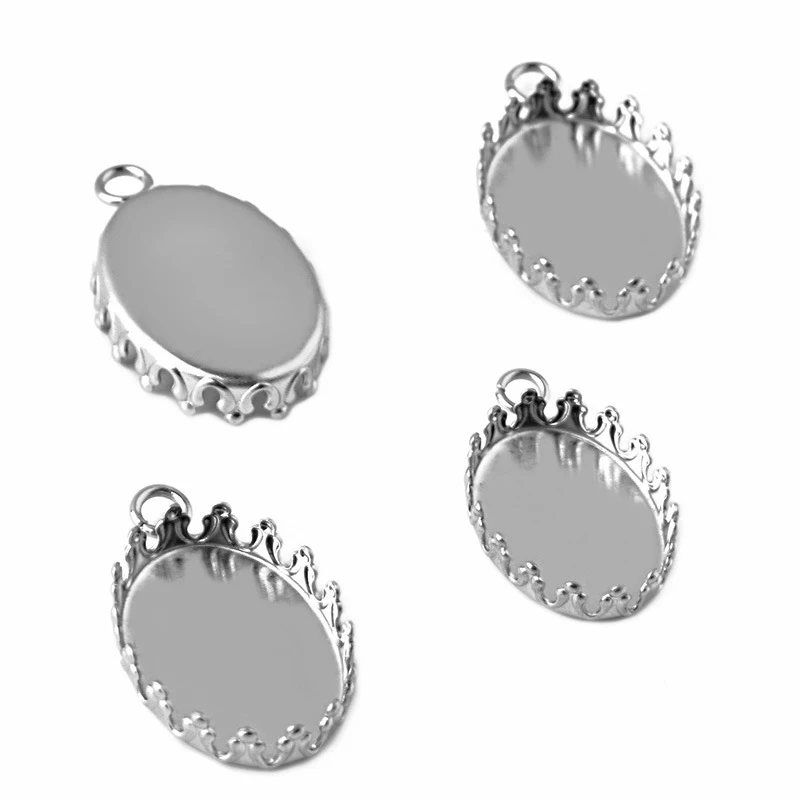 

Stainless Steel Oval Pendant Setting 13*18mm 18*25mm Glass Cameo Cabochon Base Tray Bezel Blank Jewelry DIY Findings Components