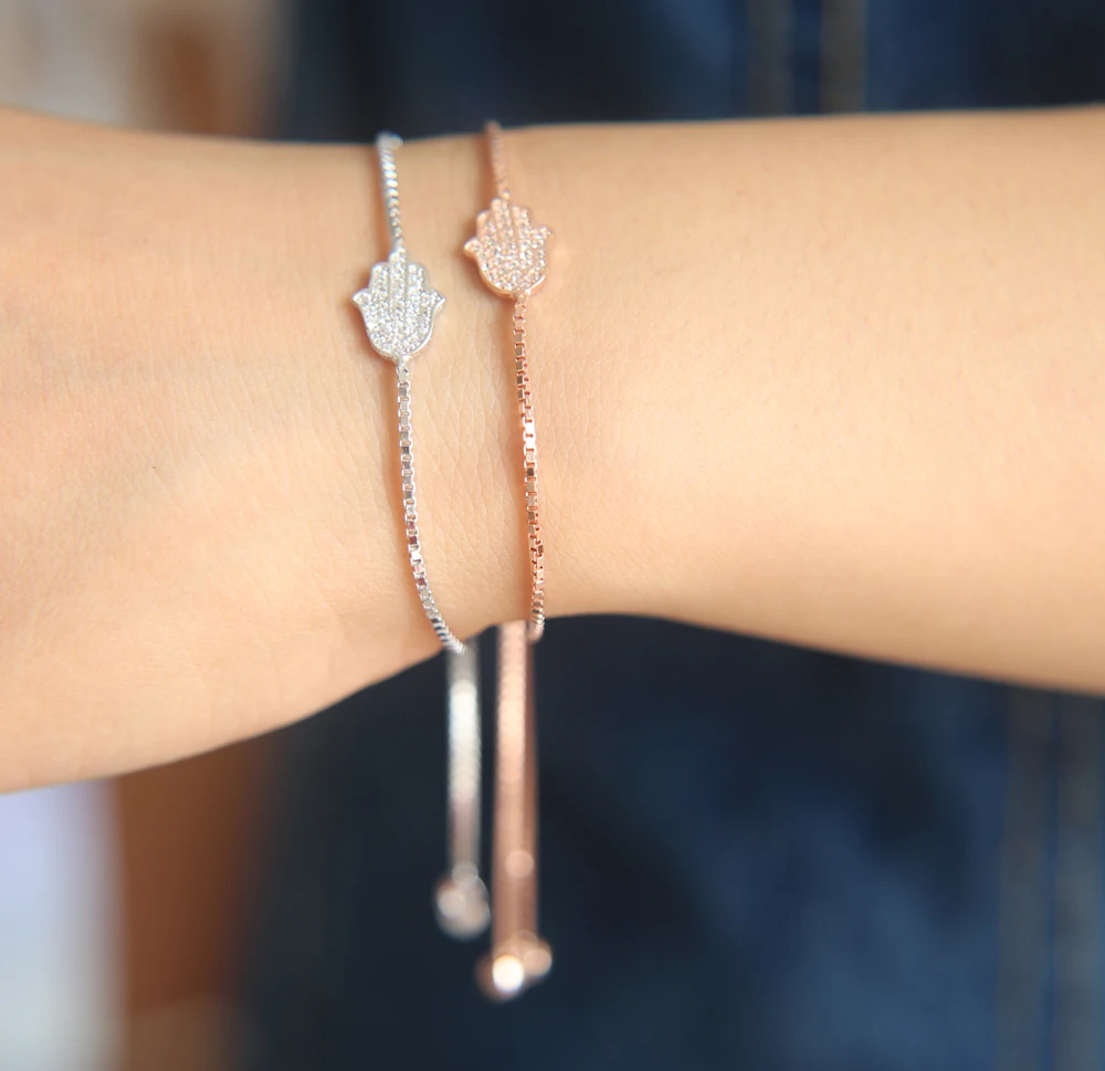 New Bar Setting Women Adjustable Hamsa Fatima Hand Bangles new Sterling silver color Fits Wedding tennis Charms
New Bar Setting Women Adjustable Hamsa Fatima Hand Bangles new Sterling silver color Fits Wedding tennis Charms