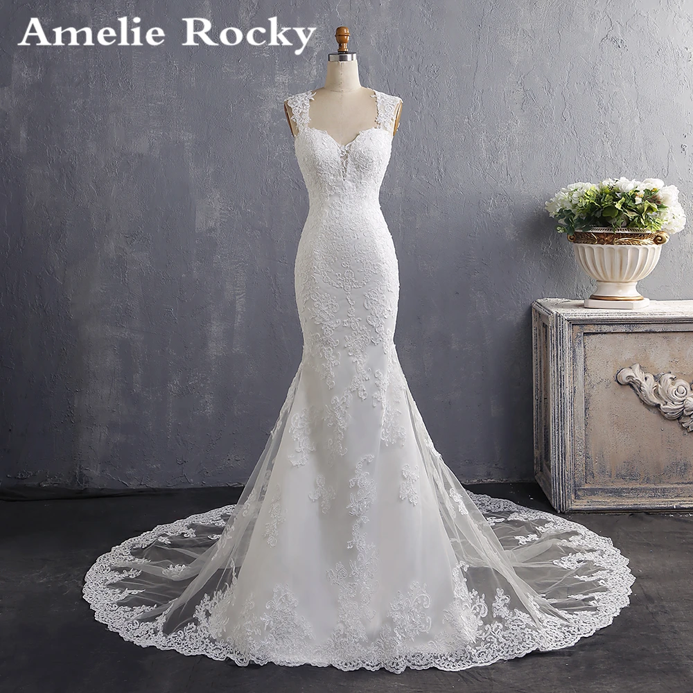 Vestidos De Novia New Appliques Lace Bride Dress Backless Mermaid Wedding Dresses Simple Wedding Gowns Long Train Robe De Mariee
Vestidos De Novia New Appliques Lace Bride Dress Backless Mermaid Wedding Dresses Simple Wedding Gowns Long Train Robe De Mariee