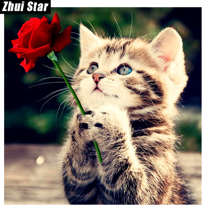 Full Square Diamond 5D DIY Diamond Painting "Cat And Roses" 3D Embroidery Cross Stitch Rhinestone Mosaic Painting Home Decor BK
Full Square Diamond 5D DIY Diamond Painting "Cat And Roses" 3D Embroidery Cross Stitch Rhinestone Mosaic Painting Home Decor BK
