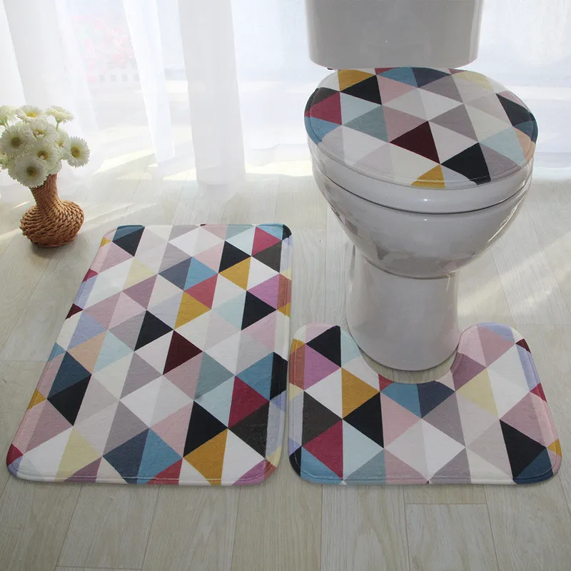Ванная комната ковролин для туалета комплект из 3 предметов Нескользящие коврик