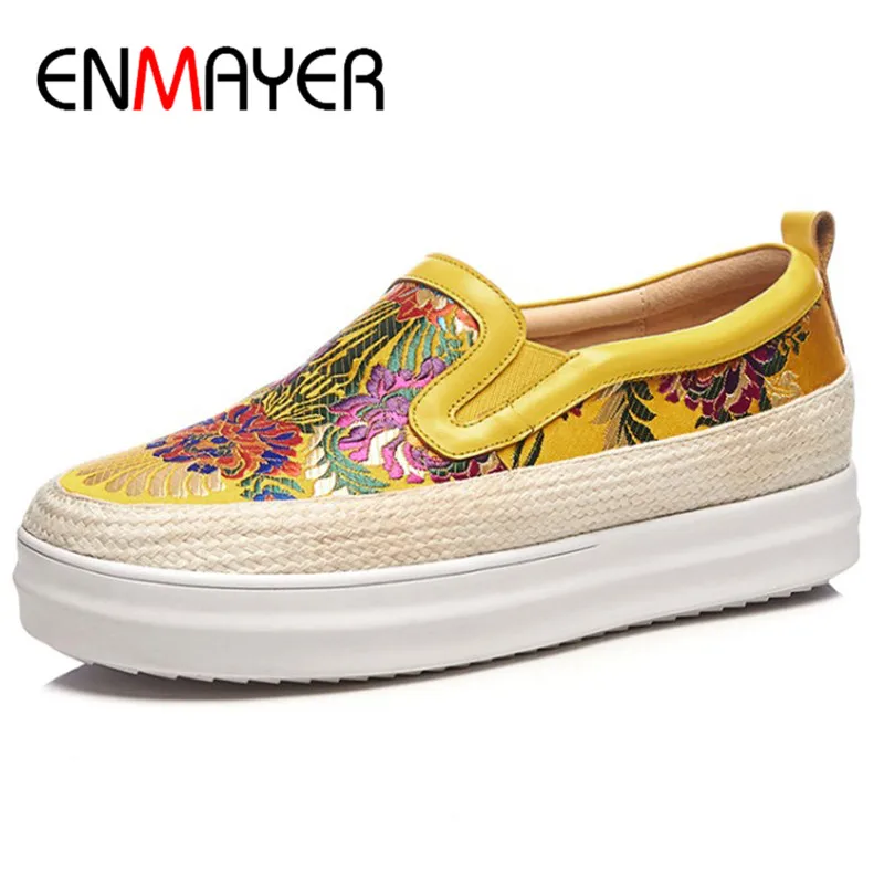 ENMAYER Slip-on Shoes Woman Flat Platform Shoes Woman Round Toe Black Blue Yellow Flats Genuine Leather Silk Flats Womens
ENMAYER Slip-on Shoes Woman Flat Platform Shoes Woman Round Toe Black Blue Yellow Flats Genuine Leather Silk Flats Womens