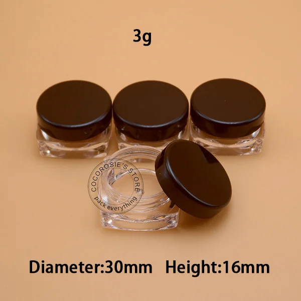 (1000 pieces/lot) 3g jar square jar plastic container with black lid empty bottle eyeliner lip balm jar
(1000 pieces/lot) 3g jar square jar plastic container with black lid empty bottle eyeliner lip balm jar