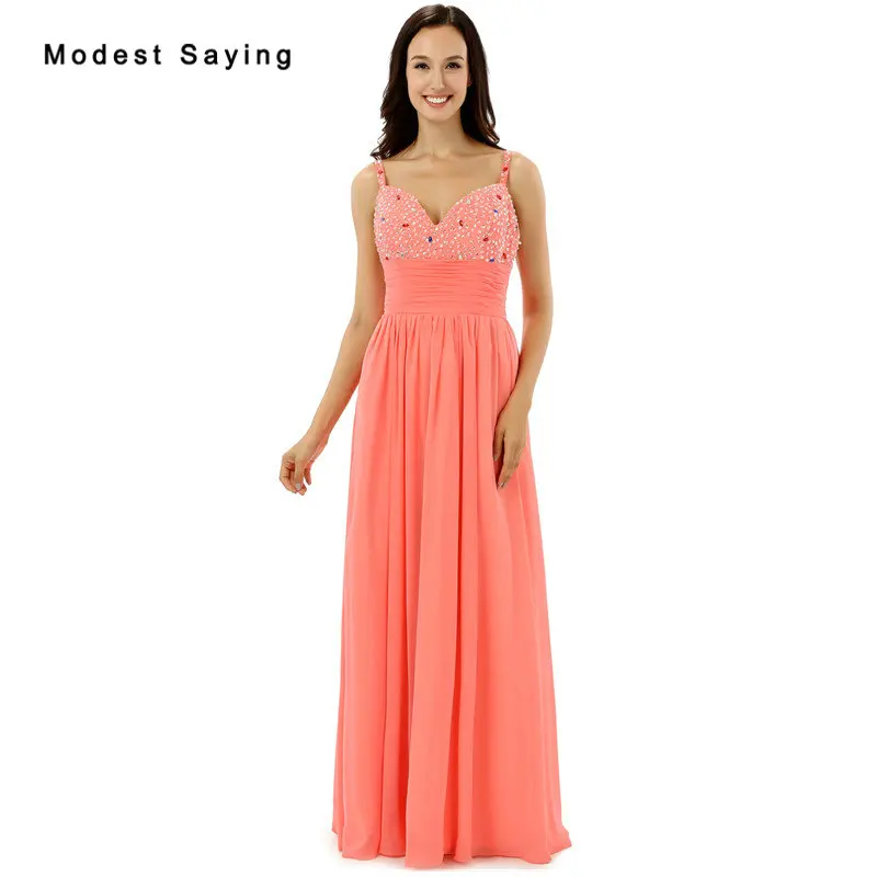 New Arrival 2017 Fashion Coral Beaded Evening Dresses with Straps Sexy Long Evening Dresses Engagement Chiffon Party Prom Gowns
New Arrival 2017 Fashion Coral Beaded Evening Dresses with Straps Sexy Long Evening Dresses Engagement Chiffon Party Prom Gowns