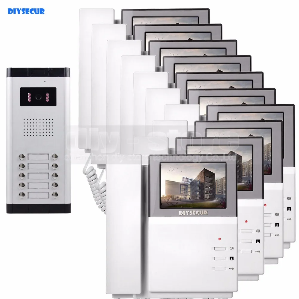 DIYSECUR 4.3" HD Monitor Apartment Video Door Phone Video Intercom Doorbell System 700 TVLine IR Camera for 10 Families
DIYSECUR 4.3" HD Monitor Apartment Video Door Phone Video Intercom Doorbell System 700 TVLine IR Camera for 10 Families