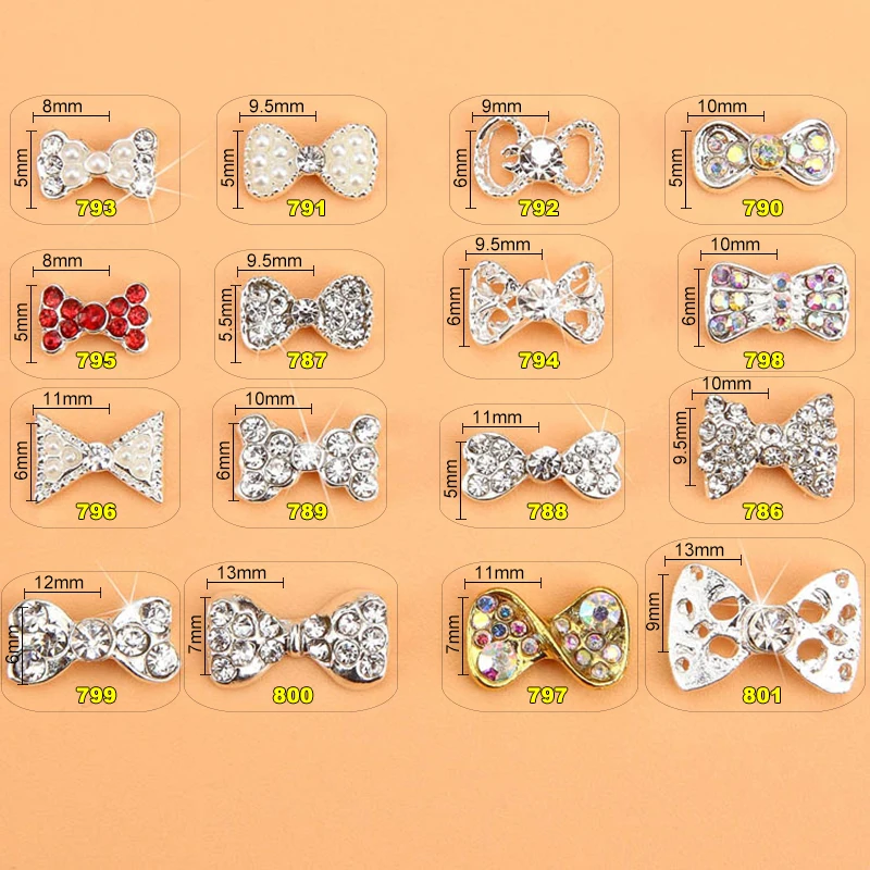 100PCS/Lot NEW 2017 786-801 nail art pearl bow 3d alloy AB rhinestones bow tie nail decoration accessories supplies 16Designs
100PCS/Lot NEW 2017 786-801 nail art pearl bow 3d alloy AB rhinestones bow tie nail decoration accessories supplies 16Designs