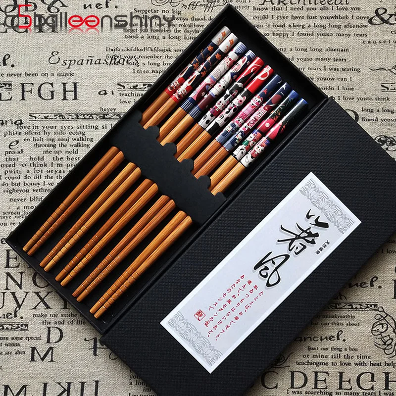 BalleenShiny Bamboo 5 Pairs Chopsticks Non-slip Design Gift Set Japanese Style Household Kitchen Portable Cute Tableware
BalleenShiny Bamboo 5 Pairs Chopsticks Non-slip Design Gift Set Japanese Style Household Kitchen Portable Cute Tableware