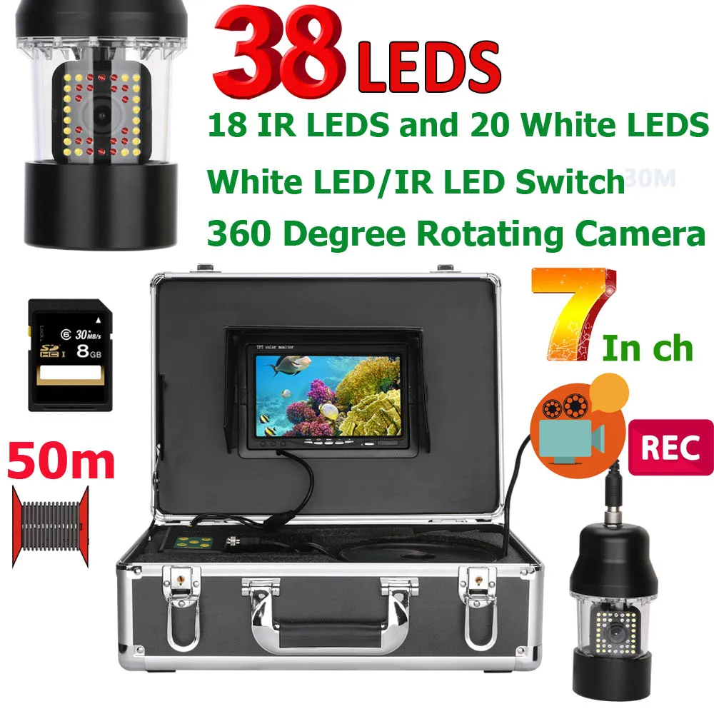 GAMWATER 7 Inch DVR Recorder Underwater Fishing Video Camera Fish Finder 38 LEDs 360 Degree Rotating Camera 20m 50m 100m
GAMWATER 7 Inch DVR Recorder Underwater Fishing Video Camera Fish Finder 38 LEDs 360 Degree Rotating Camera 20m 50m 100m