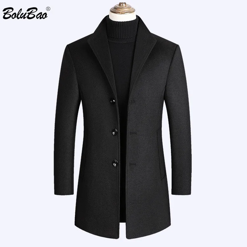 

BOLUBAO Casual Brand Men Wool Blends Coats Autumn Winter New Solid Color Luxurious Men's Wool Coat Tops Male Wool Blends Coat