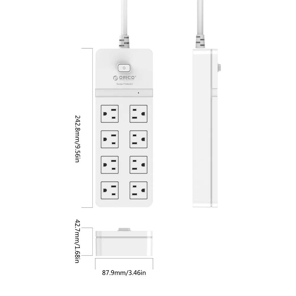 ORICO SPT-S8 USB порты 8 AC защита от перенапряжения Розетка с полоса питания IC для дома и