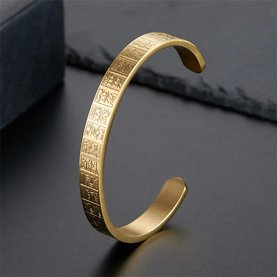 New Titanium Stainless Steel Bangle Vintage Religion Letter Gold Color Cuff Bracelets Letter Bracelets Men Women Open Bangles
New Titanium Stainless Steel Bangle Vintage Religion Letter Gold Color Cuff Bracelets Letter Bracelets Men Women Open Bangles